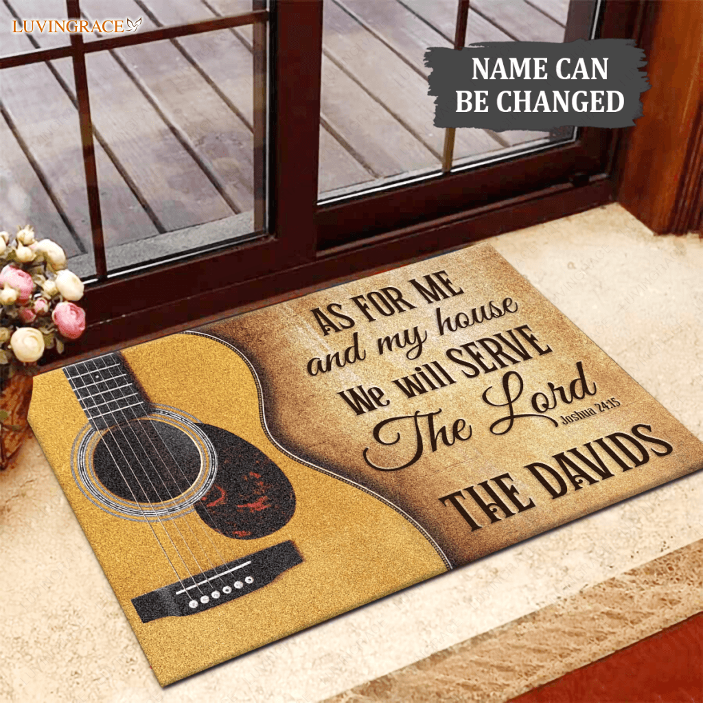 Personalized Serve The Lord Guitar Doormat