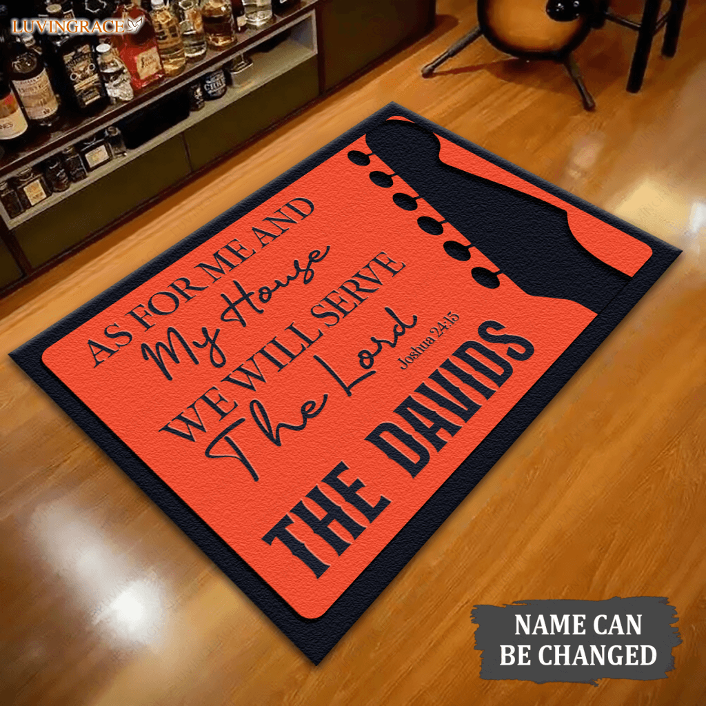 Personalized Serve The Lord Guitar Lover Doormat