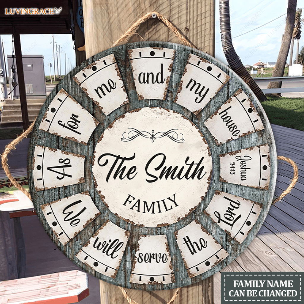 Personalized Serve The Lord Round Rustic Circle Sign Wood