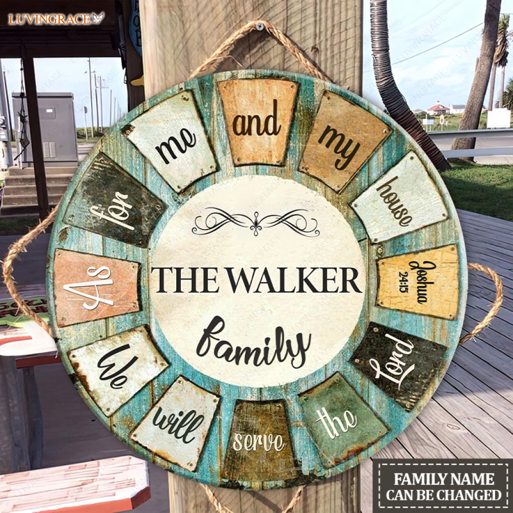 Personalized Serve The Lord Round Rustic Circle Sign Wood