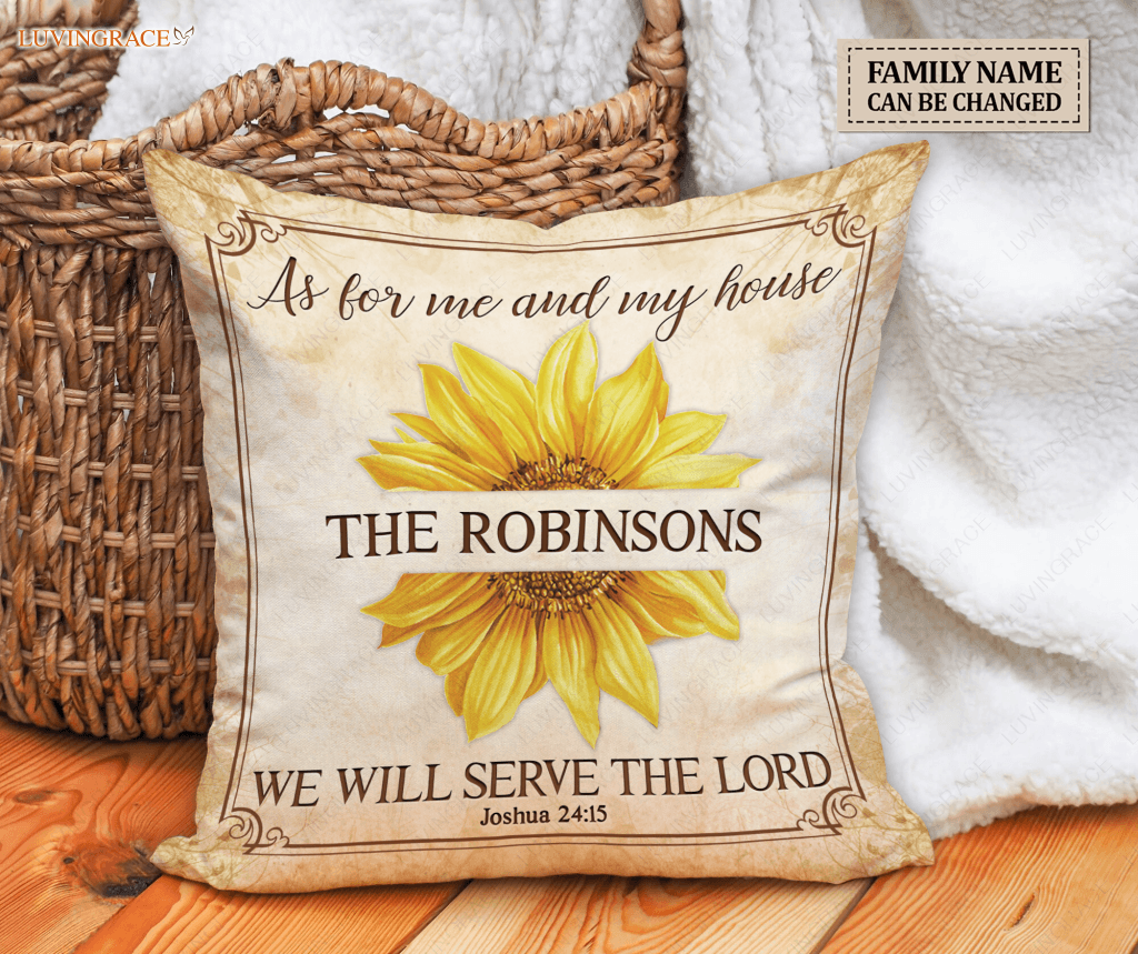 Personalized Square Pillow Sunflower Serve The Lord