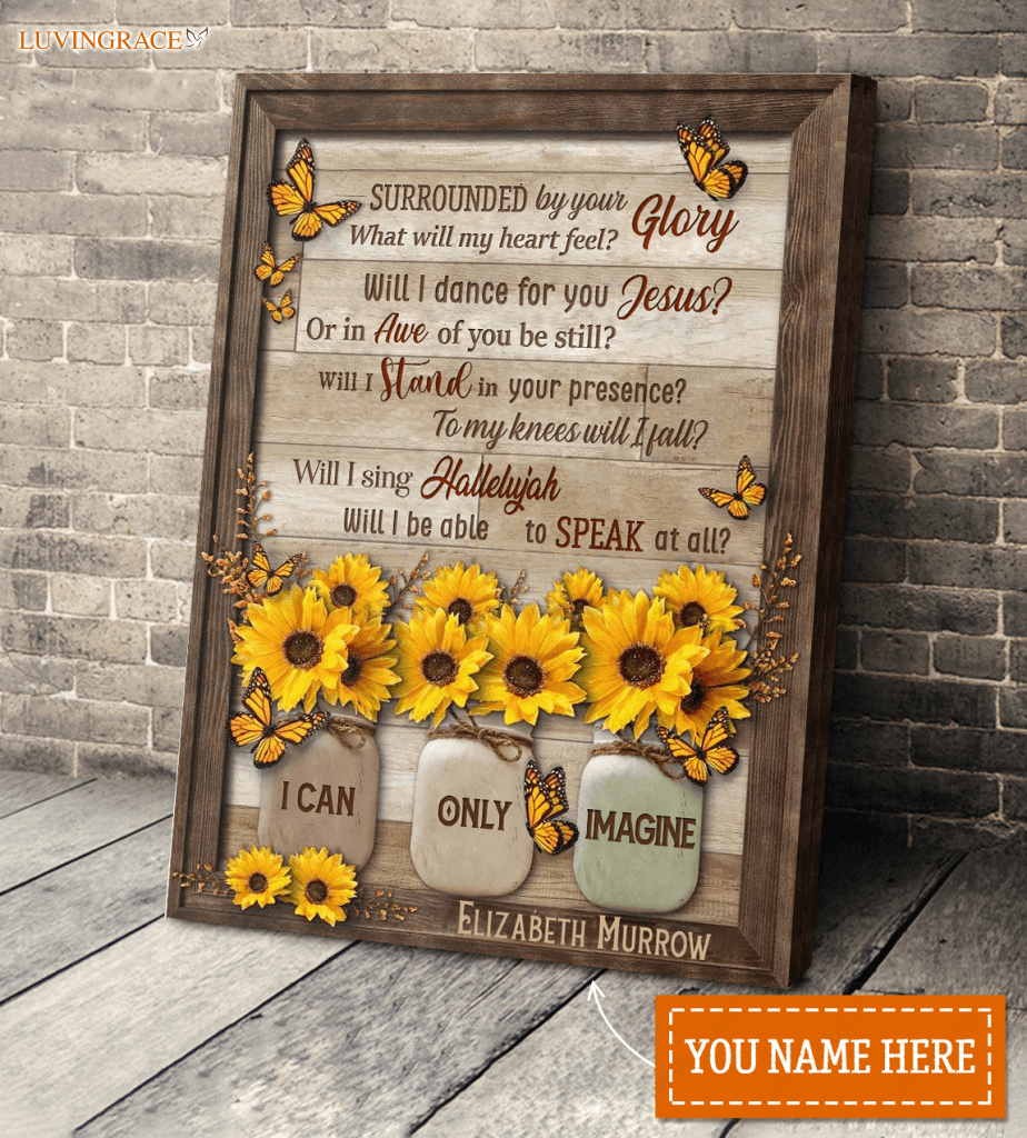 Personalized Sunflower Butterflies Glory Wall Art Canvas