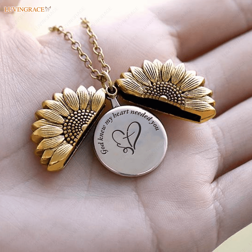 Heart sunflower necklace deals