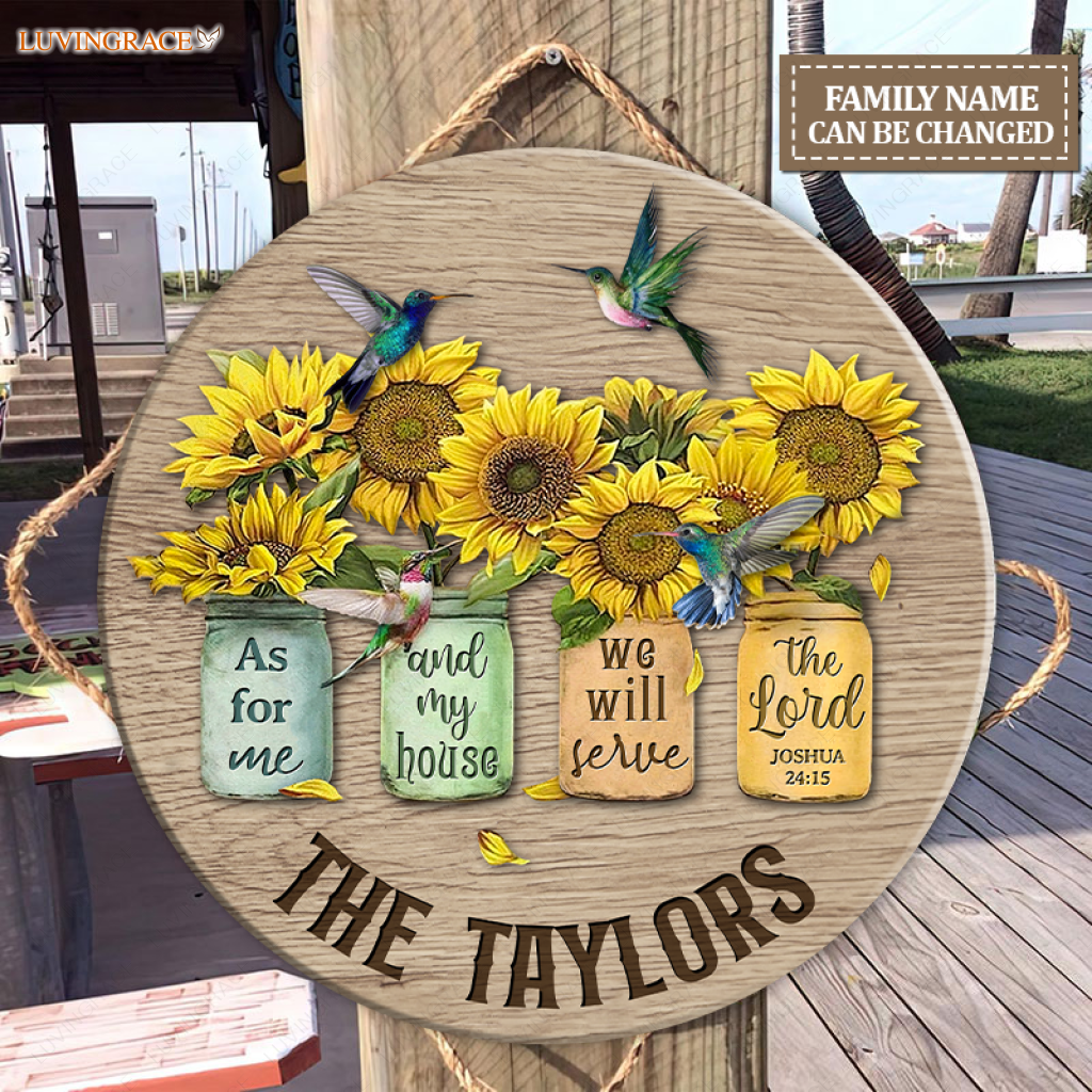 Personalized Sunflower Pots As For Me And My House Wood Circle Sign