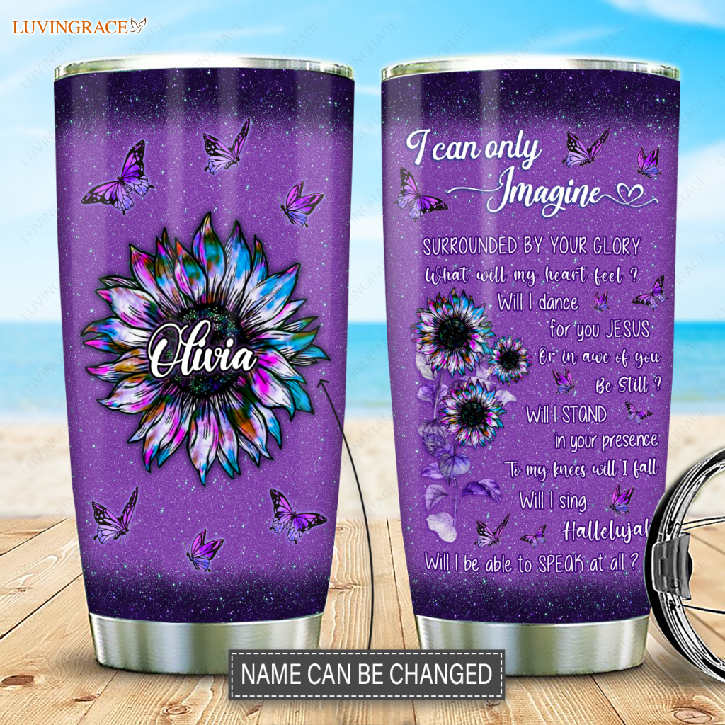 Personalized Sunflower Silhouette Surrounded By The Glory Tumbler