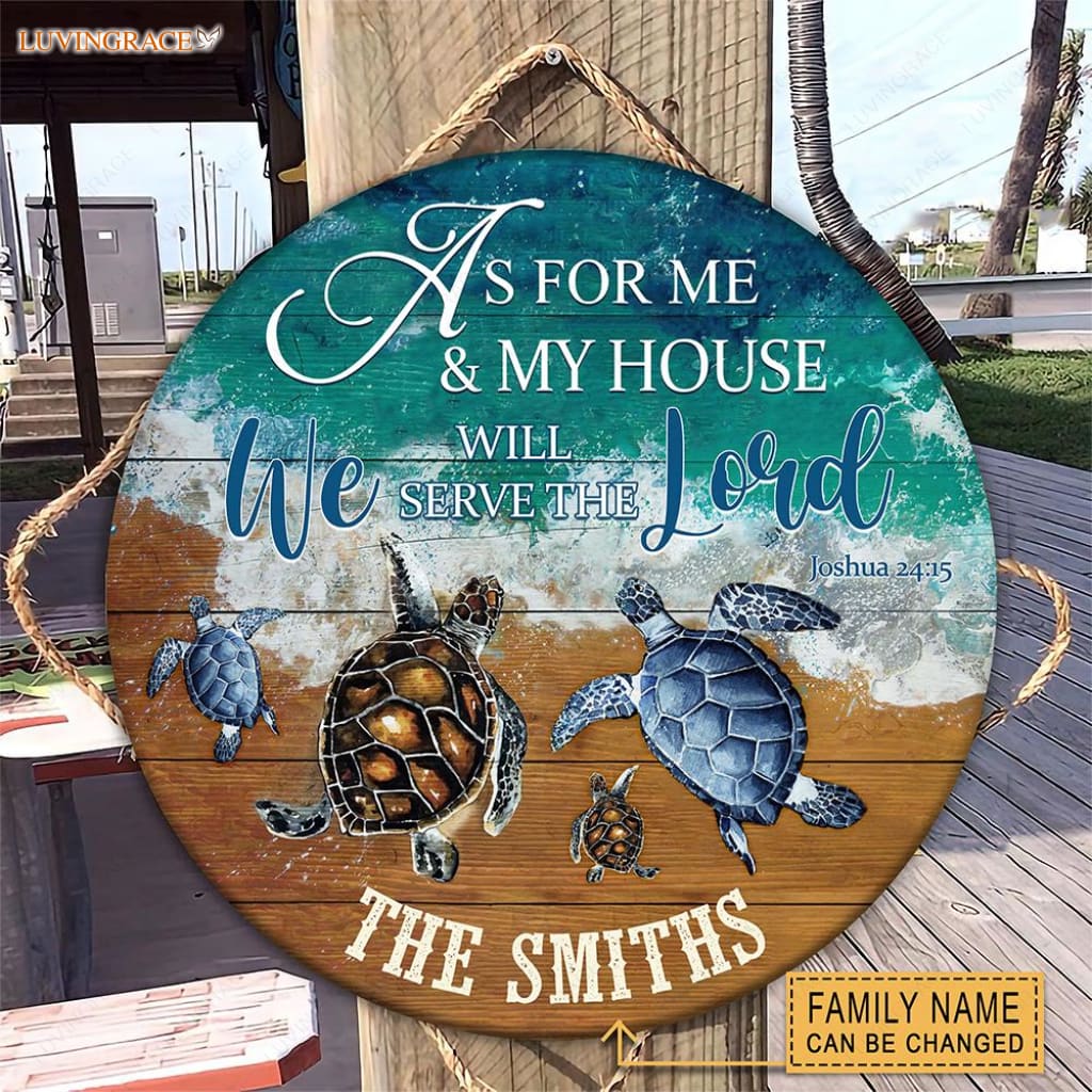 Personalized Turtle As For Me Wood Circle Sign