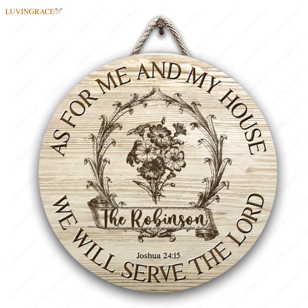 Personalized Vintage Circle As For Me And My House Sign Wood