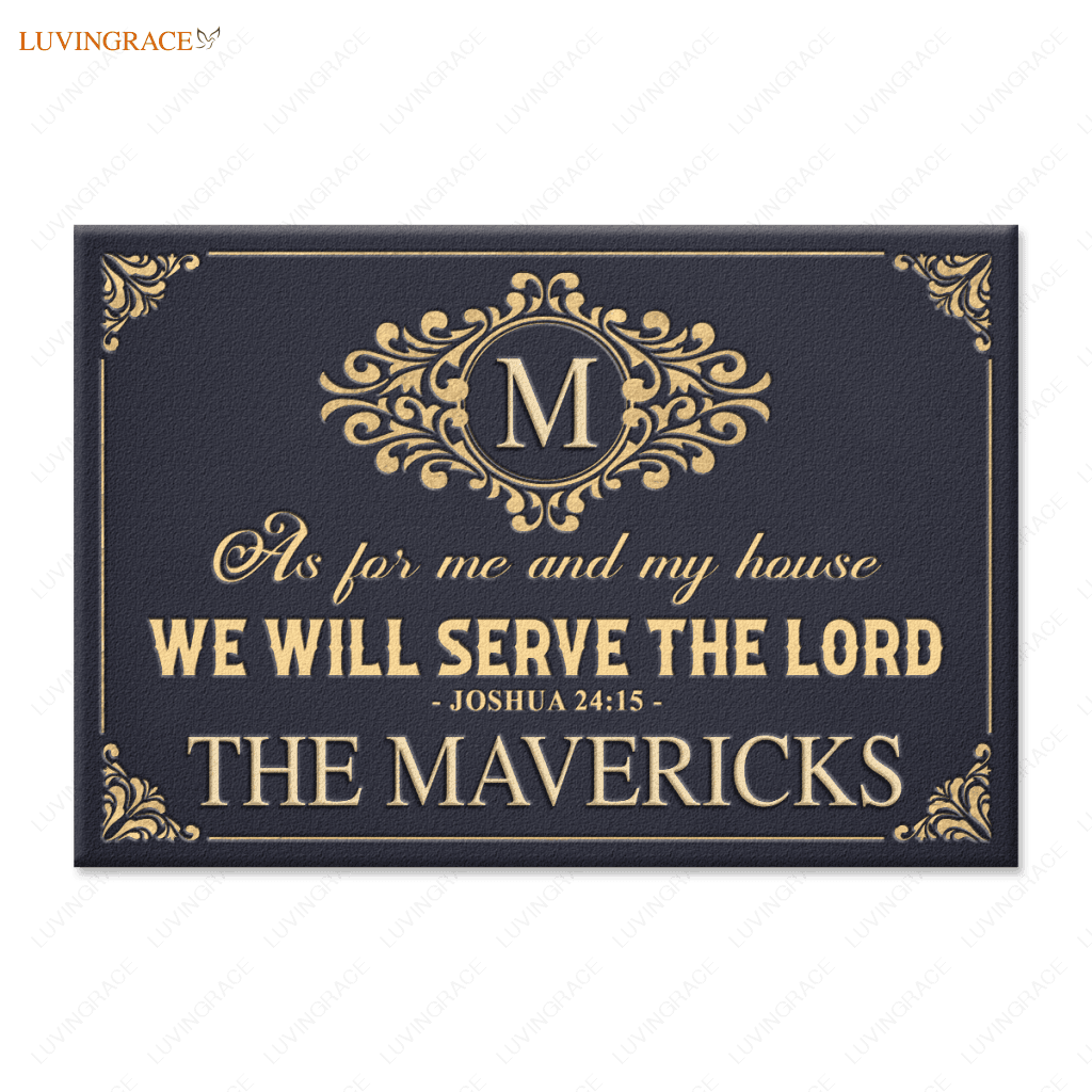Personalized Vintage Luxury Monogram Template Serve The Lord Doormat