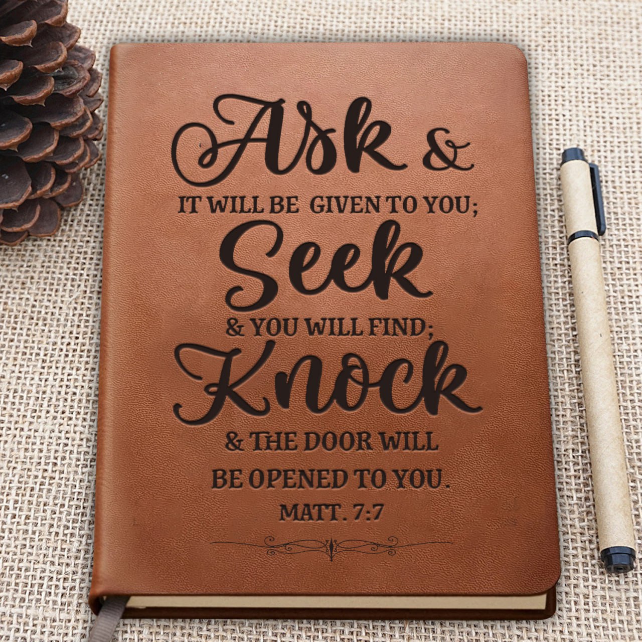 Christian Art Gifts Notebook Ask Seek Knock Bible Verse Inspirational Writing Notebook Gratitude Prayer Journal