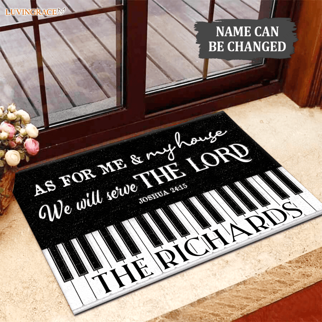 Piano Serve The Lord Personalized Doormat