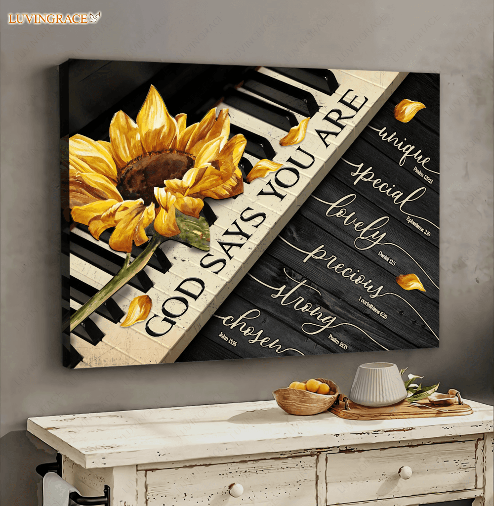 Piano With Sunflower God Says You Are Wall Art
