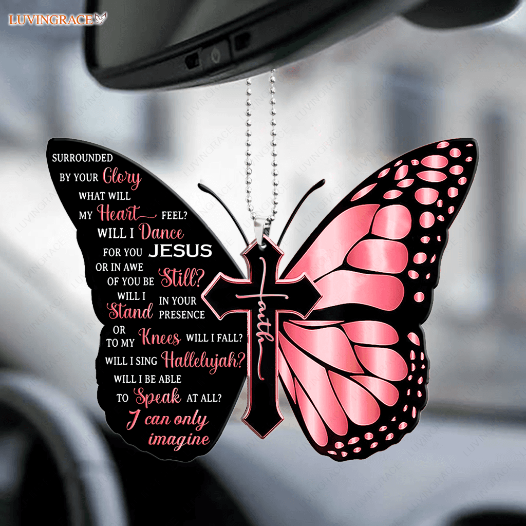 Pink Butterfly Surrounded By The Glory Car Hanging Ornament