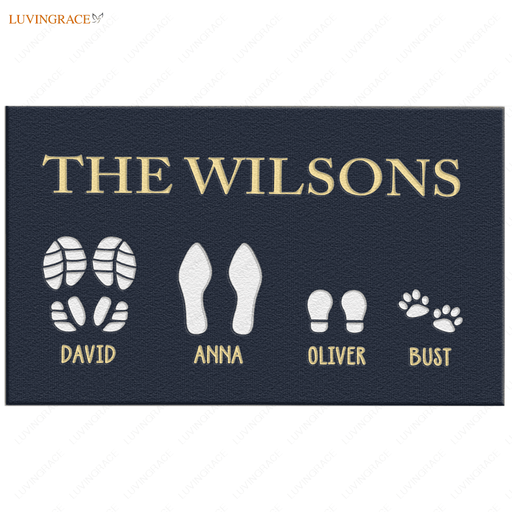 Premium Custom Footprint Family & Pet Name Doormat