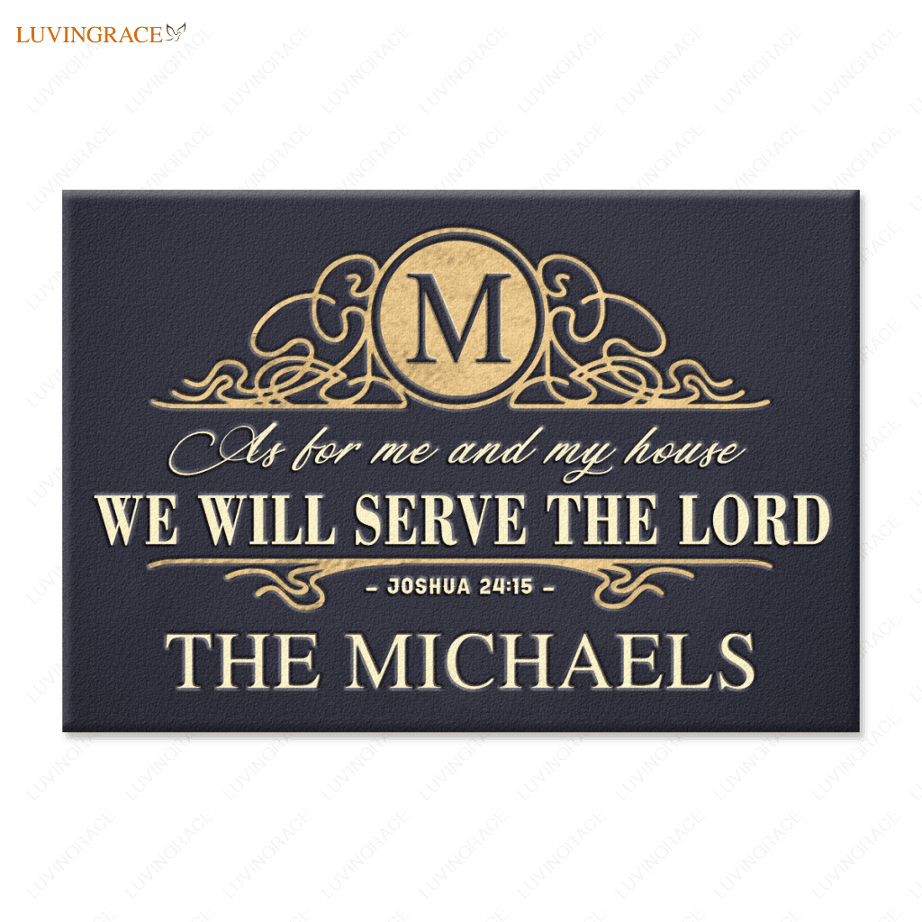Premium Monogram Graceful Elegant Serve The Lord Personalized Doormat