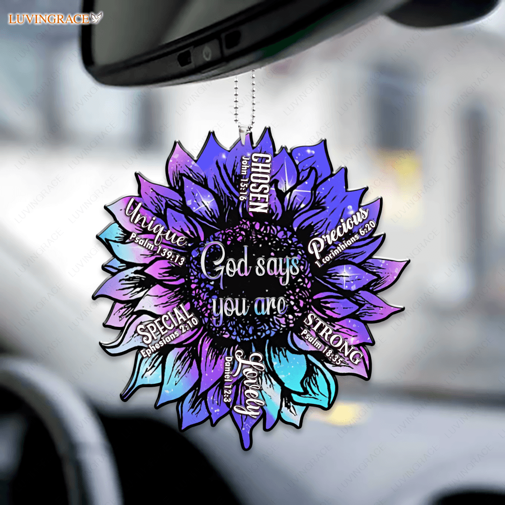 Purple Blue Sunflower God Says You Are Ornament
