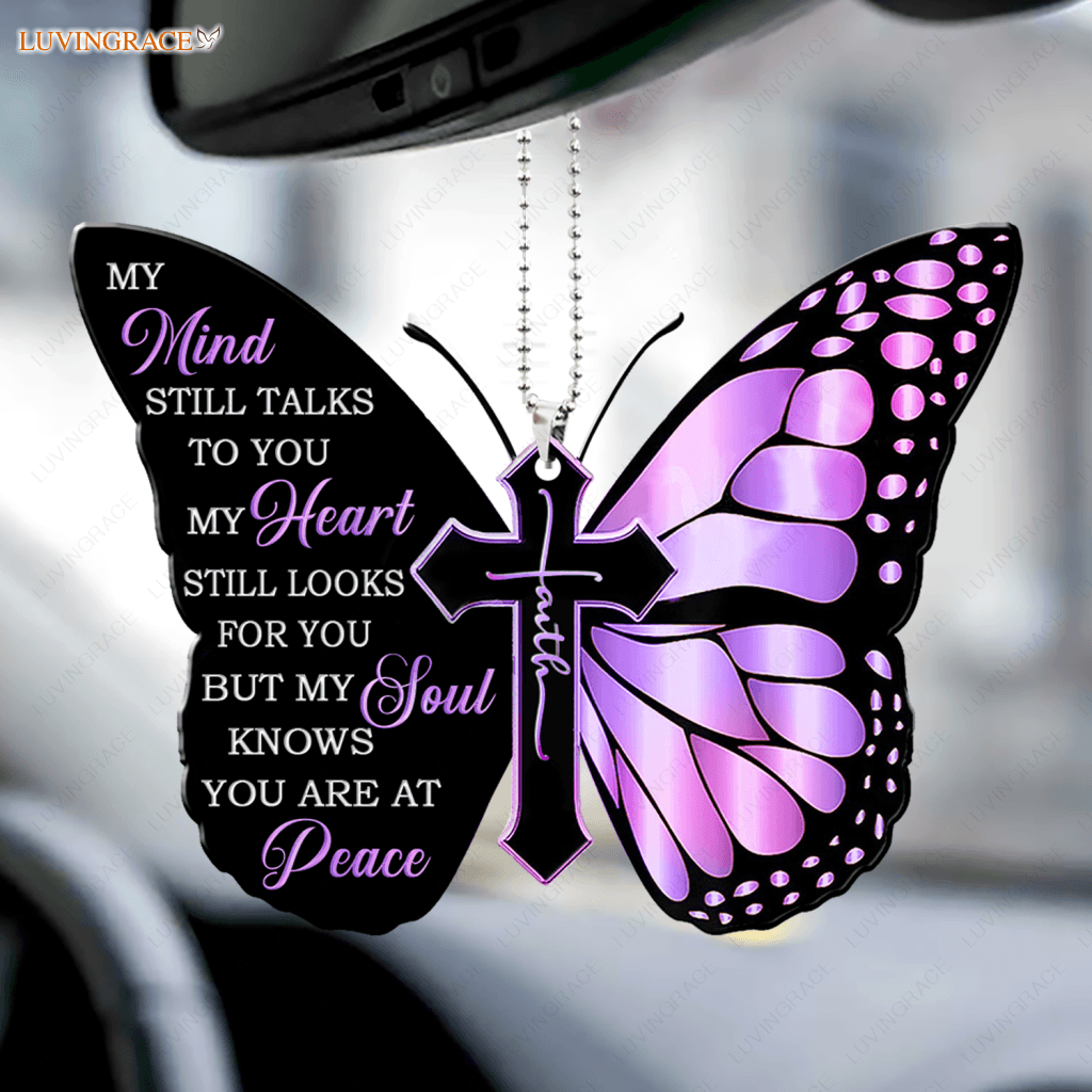 Purple Butterfly My Mind Heart Soul Ornament