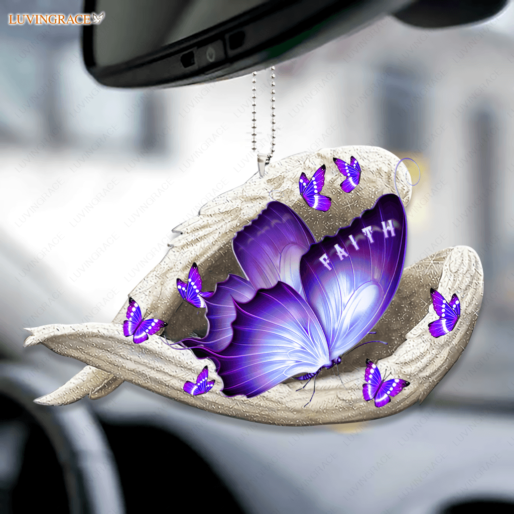 Purple Butterfly Sleeping Angel Faith Ornament