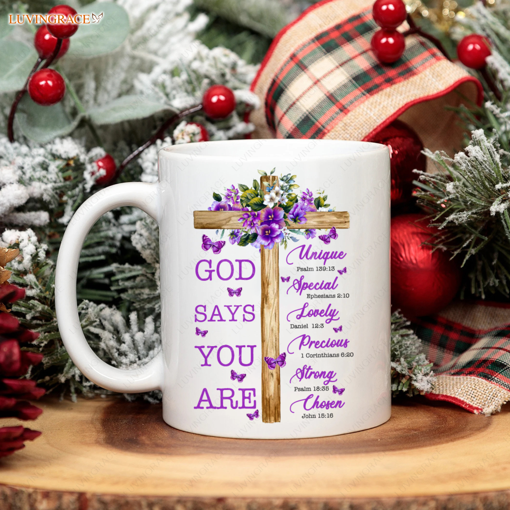 Purple Flower And Cross God Says You Are Mug Ceramic