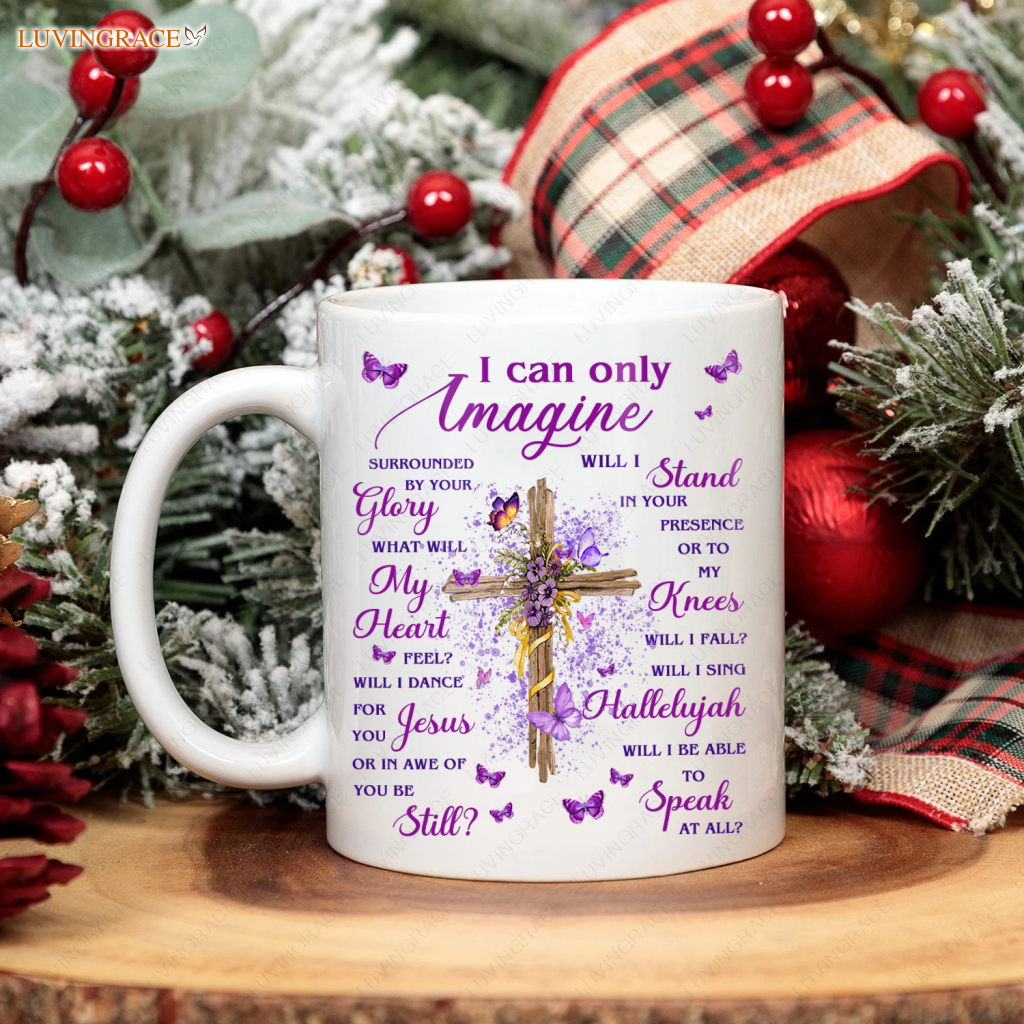 Purple Flower Wooden Cross Surrounded By Your Glory Mug Ceramic