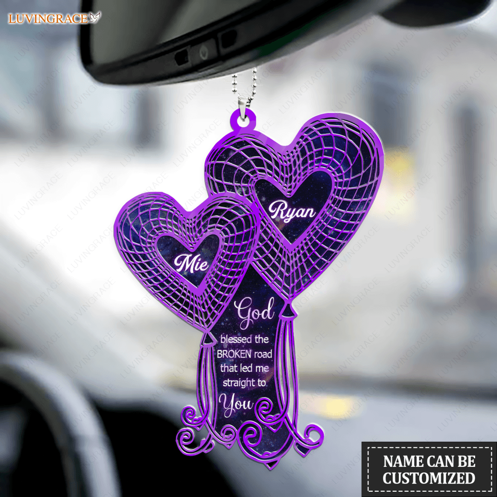 Purple Heart Balloons God Blessed Personalized Ornament