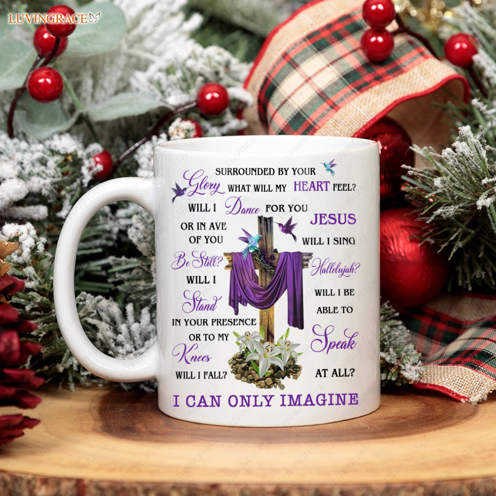 Purple Hummingbird Wooden Cross Surrounded By Your Glory Mug Ceramic