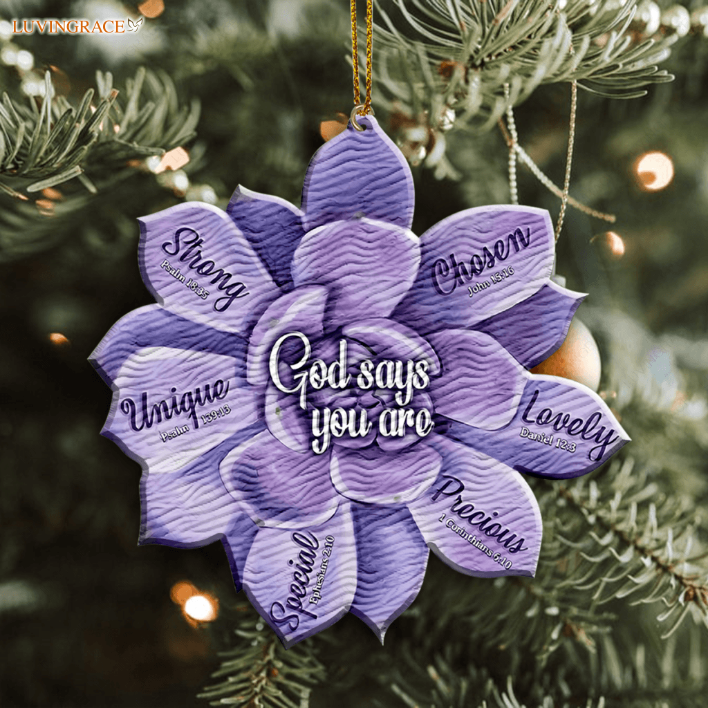 Purple Succulent God Says You Are Jesus Christian Lover Wood Engraved Ornaments Wooden Ornament