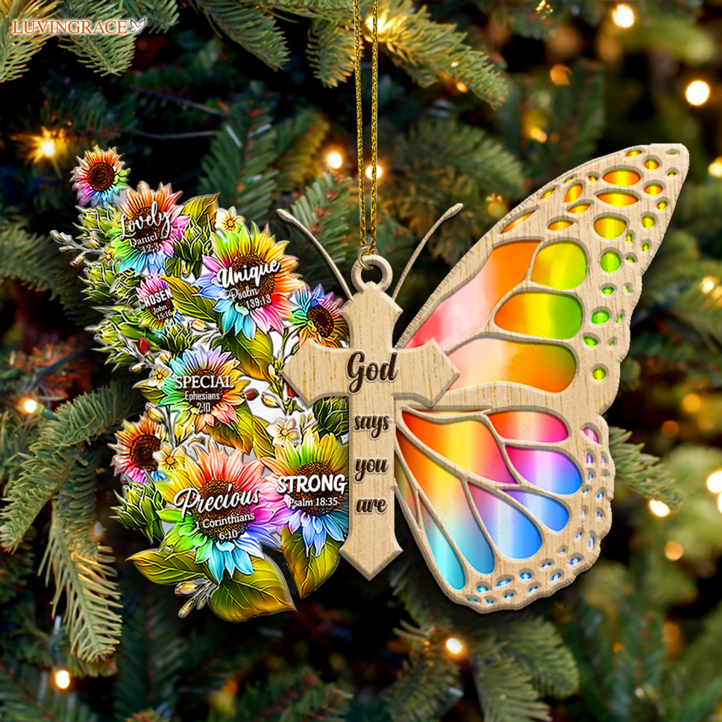 Personalized Wooden Christmas Tree Ornaments Set Of 50 Butterfly