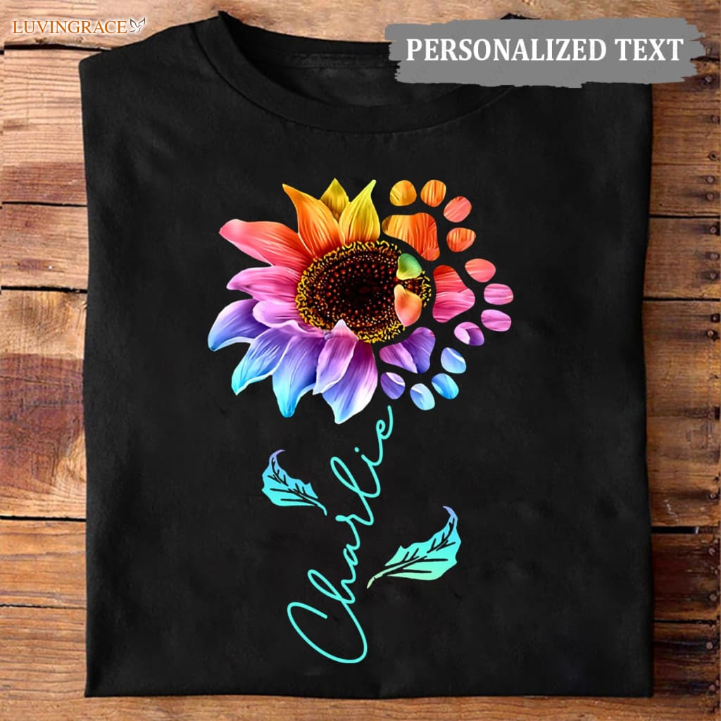 Rainbow Dog Sunflower - Personalized Custom Unisex T-Shirt/Hoodie Shirt