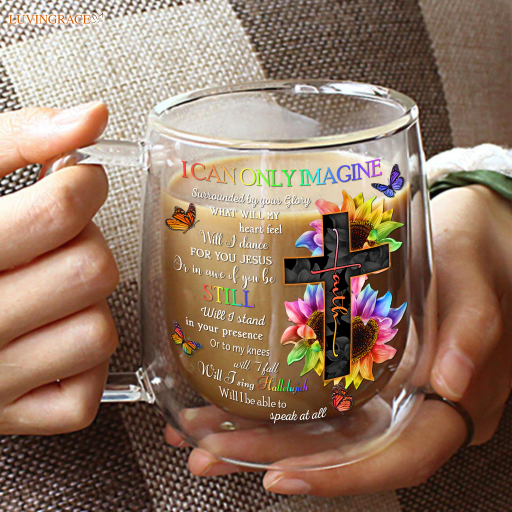 Rainbow Flower Cross By Glory Doubled-Wall Glass Mug