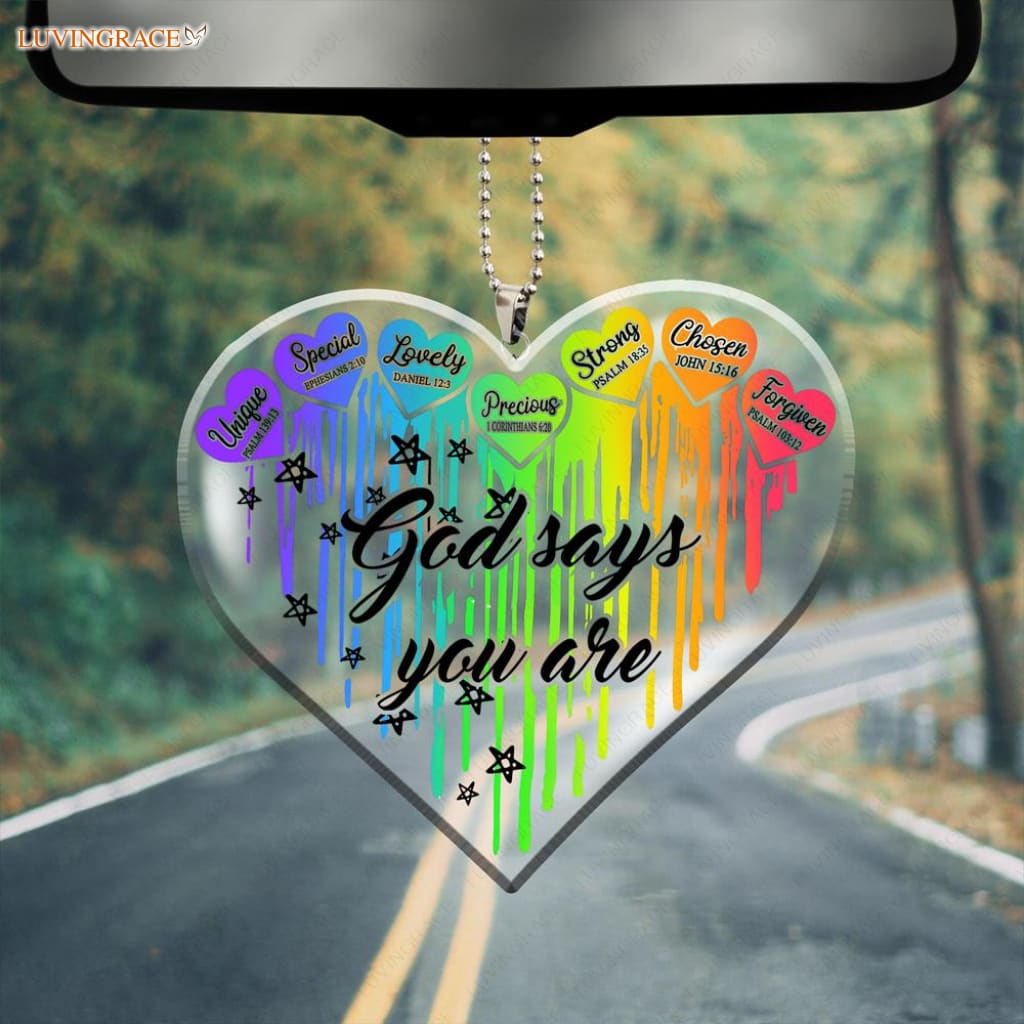 Rainbow Heart God Says You Are Ornament