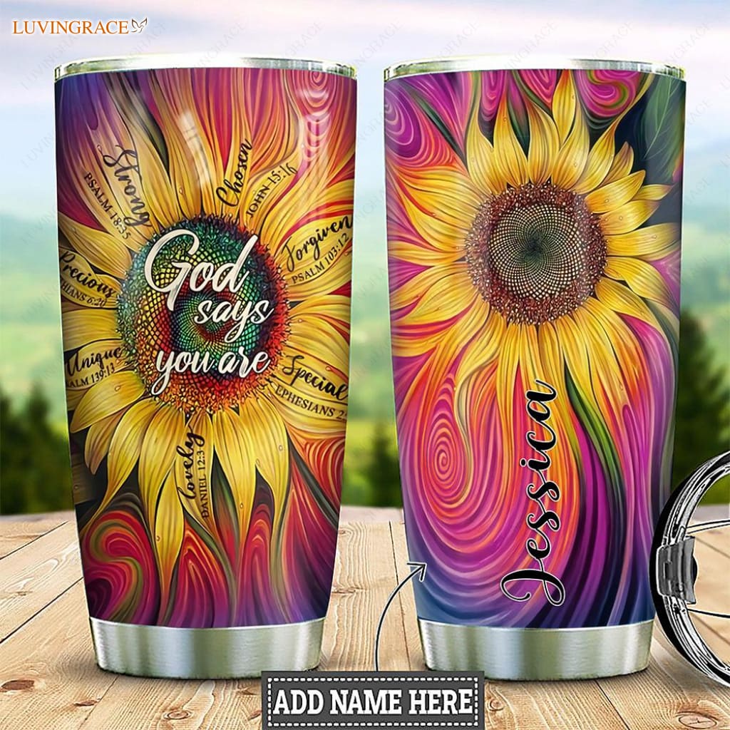 Rainbow Sunflower God Says You Are Personalized Tumbler Tumbler
