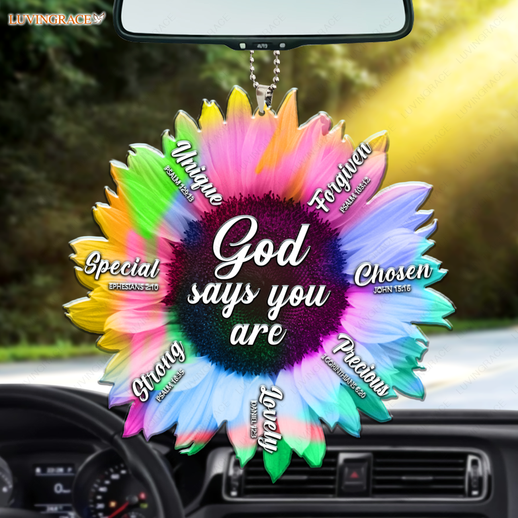 Rainbow Sunflower Sublimation God Says You Are Ornament
