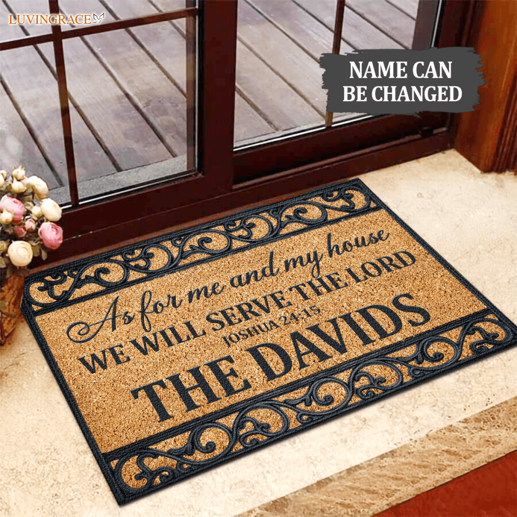 Rectangular Coir Serve The Lord Personalized Doormat