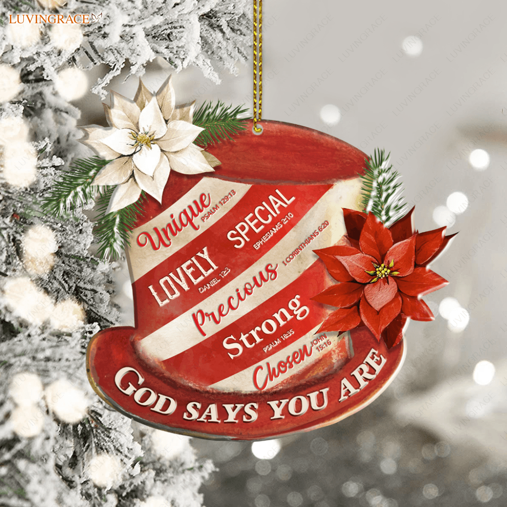 Red And White Snowman Hat God Says You Are Ornament