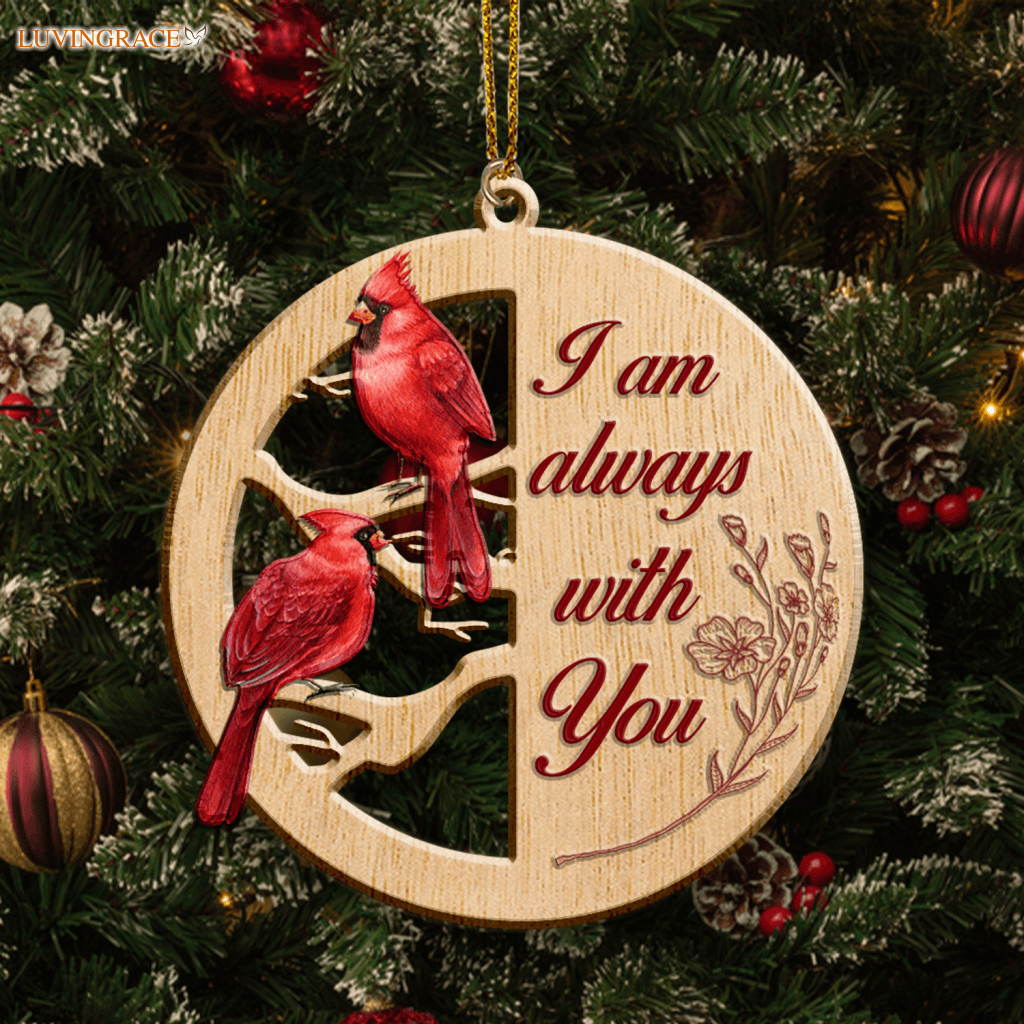 Red Cardinal On Branch I Am Always With You Wood Engraved Ornaments Wooden Ornament