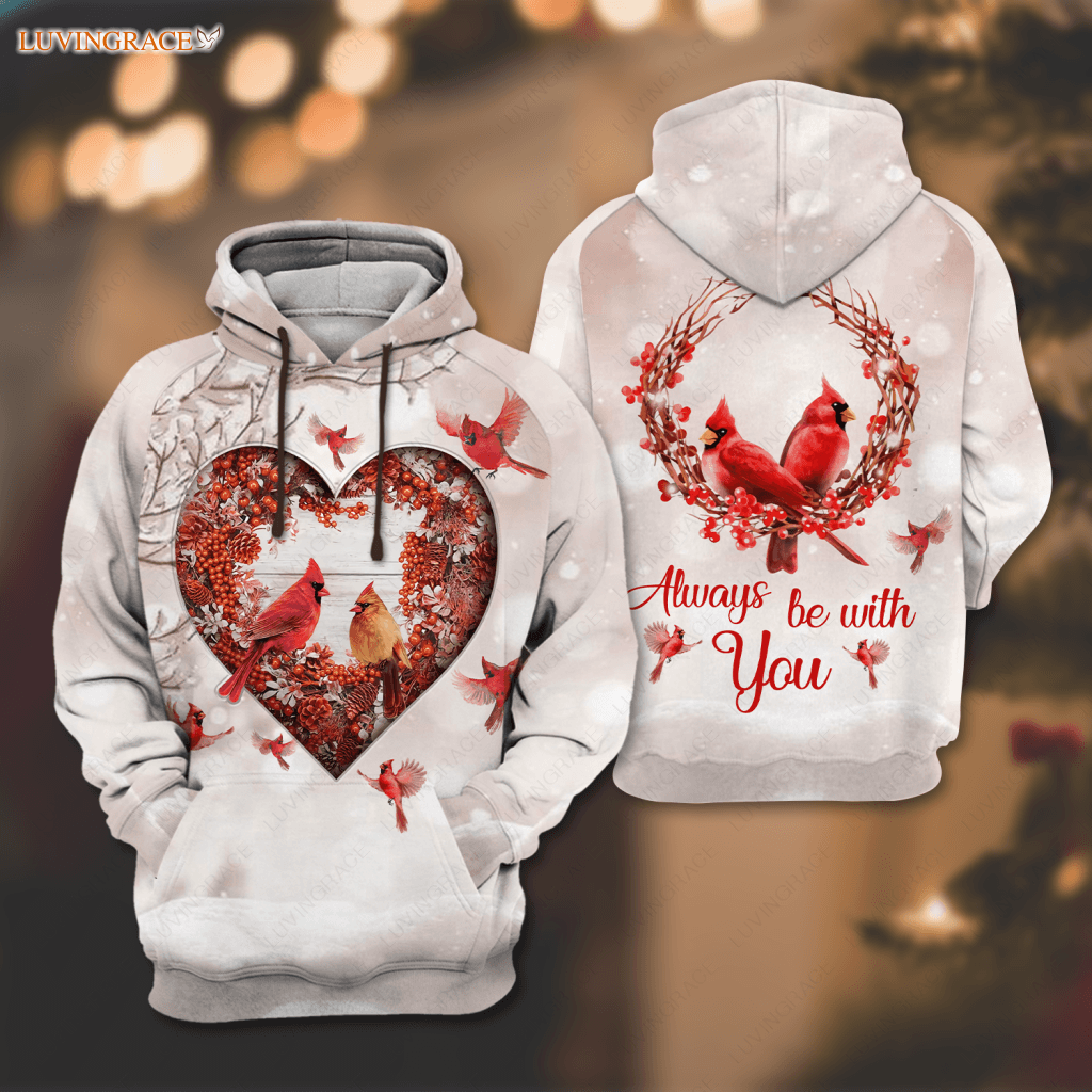 Red Heart Christmas Cardinal Always Be With You Hoodie / S