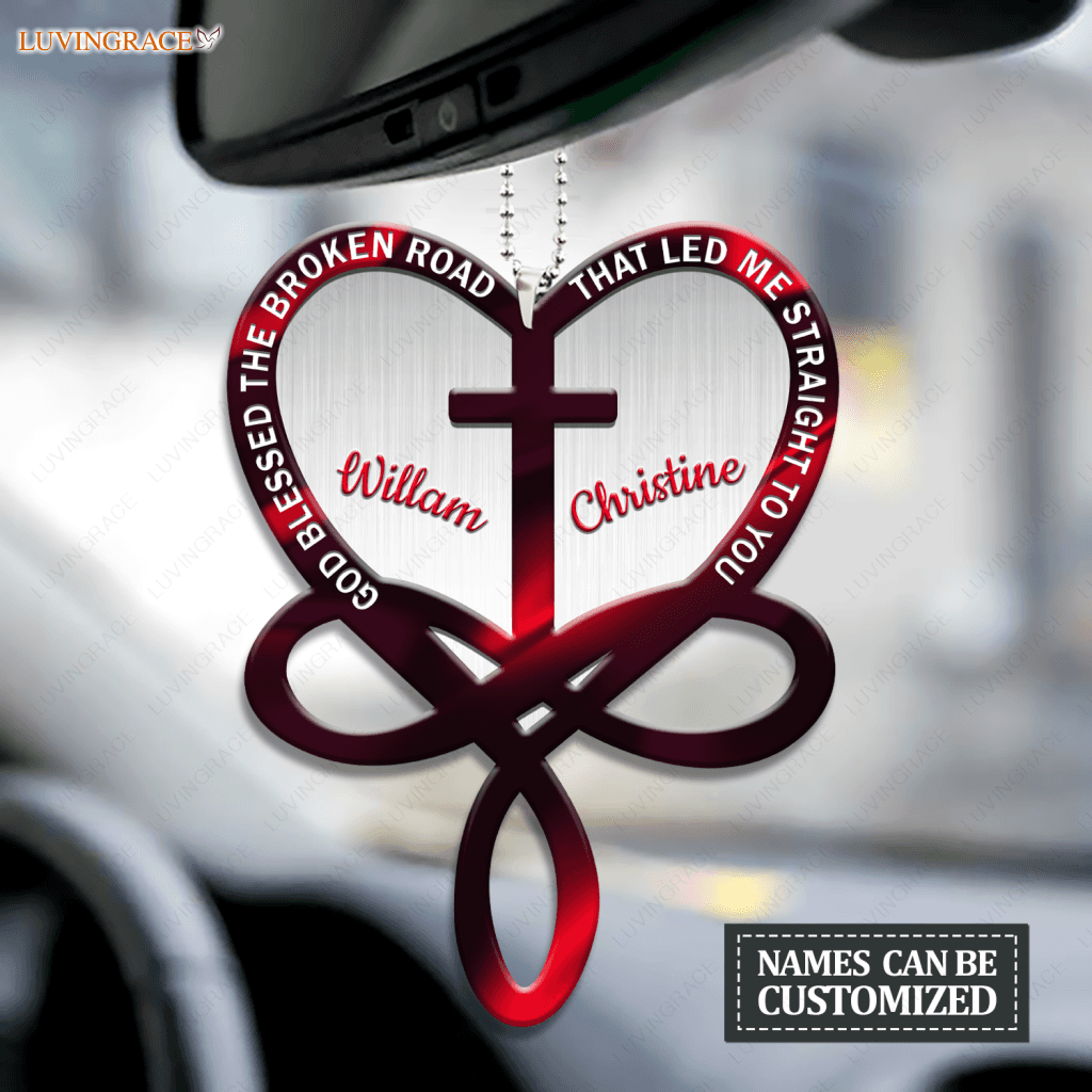 Red Infinity Cross Heart God Blessed Personalized Ornament