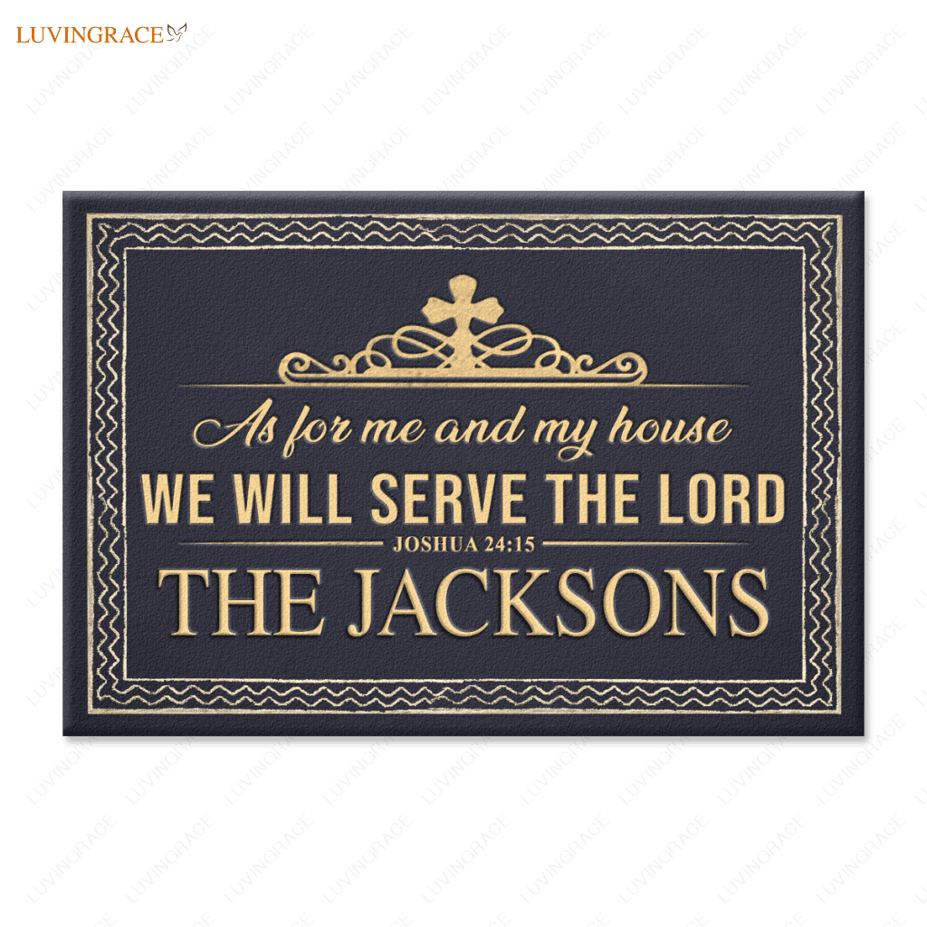 Ripple Border Serve The Lord Personalized Doormat