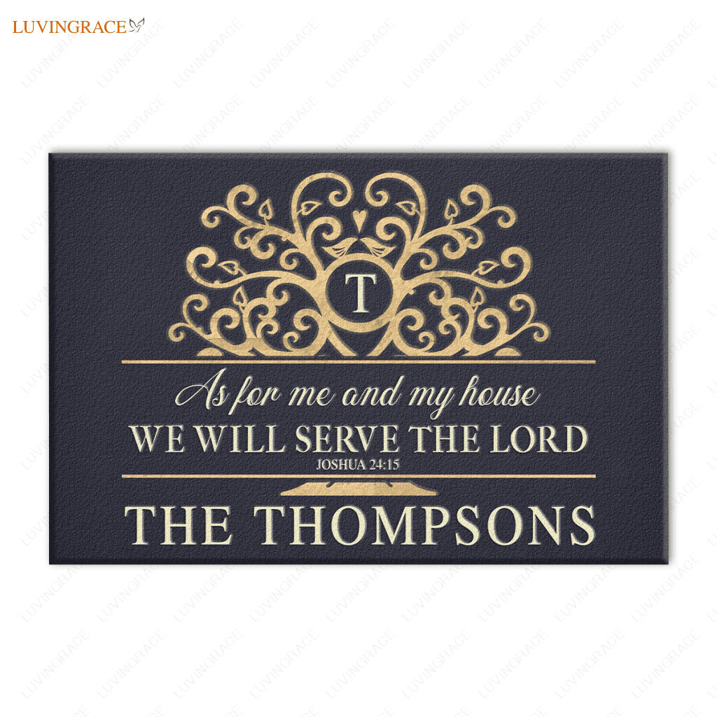 Rustic Tree Serve The Lord Personalized Doormat