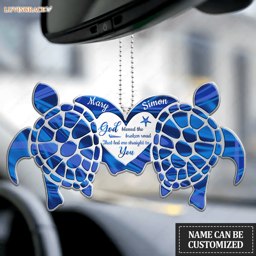 Sea Turtle Couple God Blessed Personalized Ornament