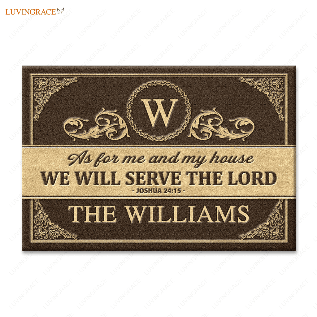 Seamless Background Retro Style Serve The Lord Personalized Doormat