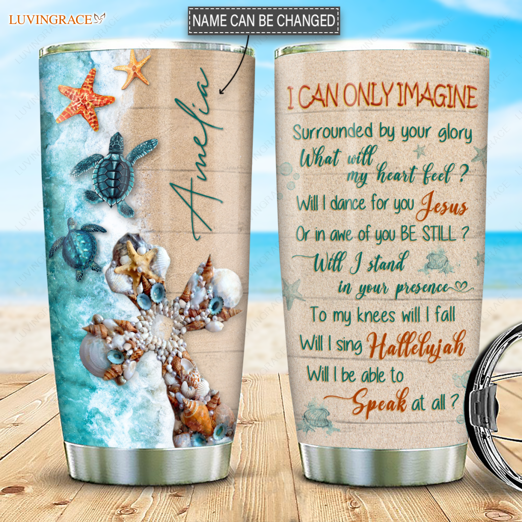 Seashell Cross Sea Turtles Surrounded By The Glory Personalized Tumbler