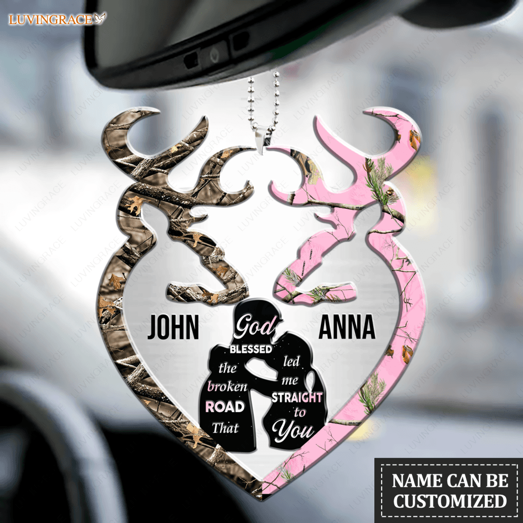 Silhouette Buck And Doe God Blessed Personalized Ornament