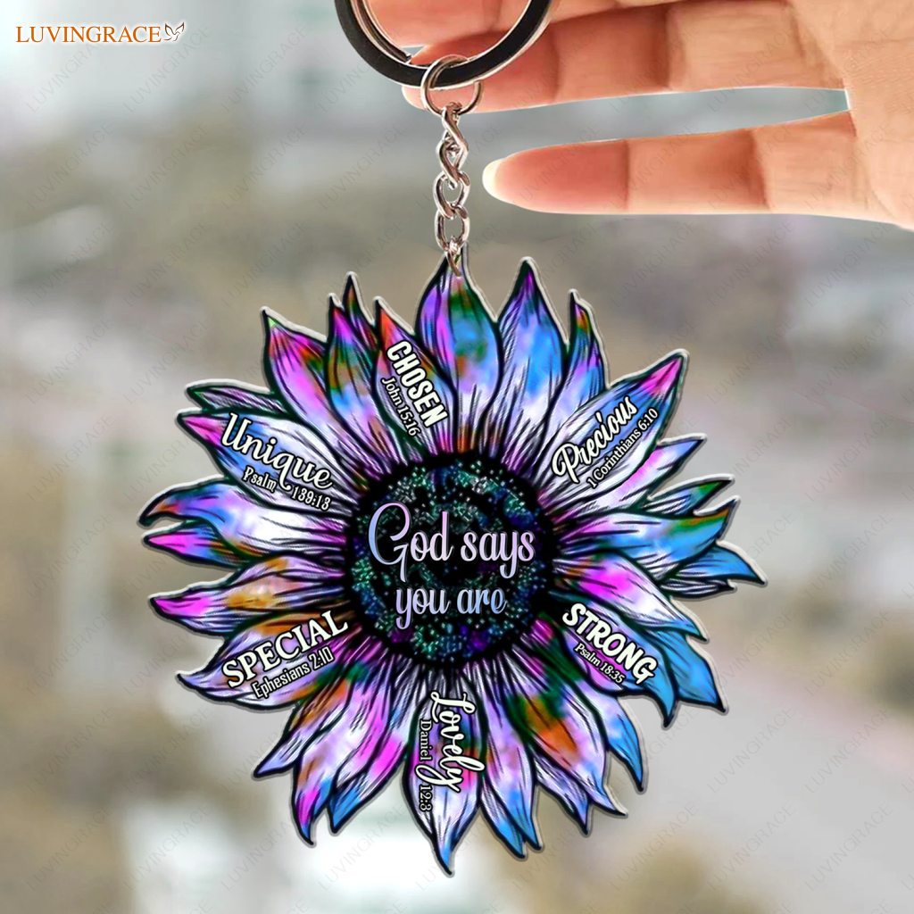 Silhouette Sunflower God Says You Are Keychain Ornament