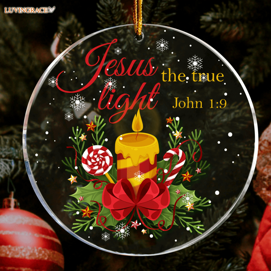 Snow Christmas Candle Jesus The True Light Transparent Ornament