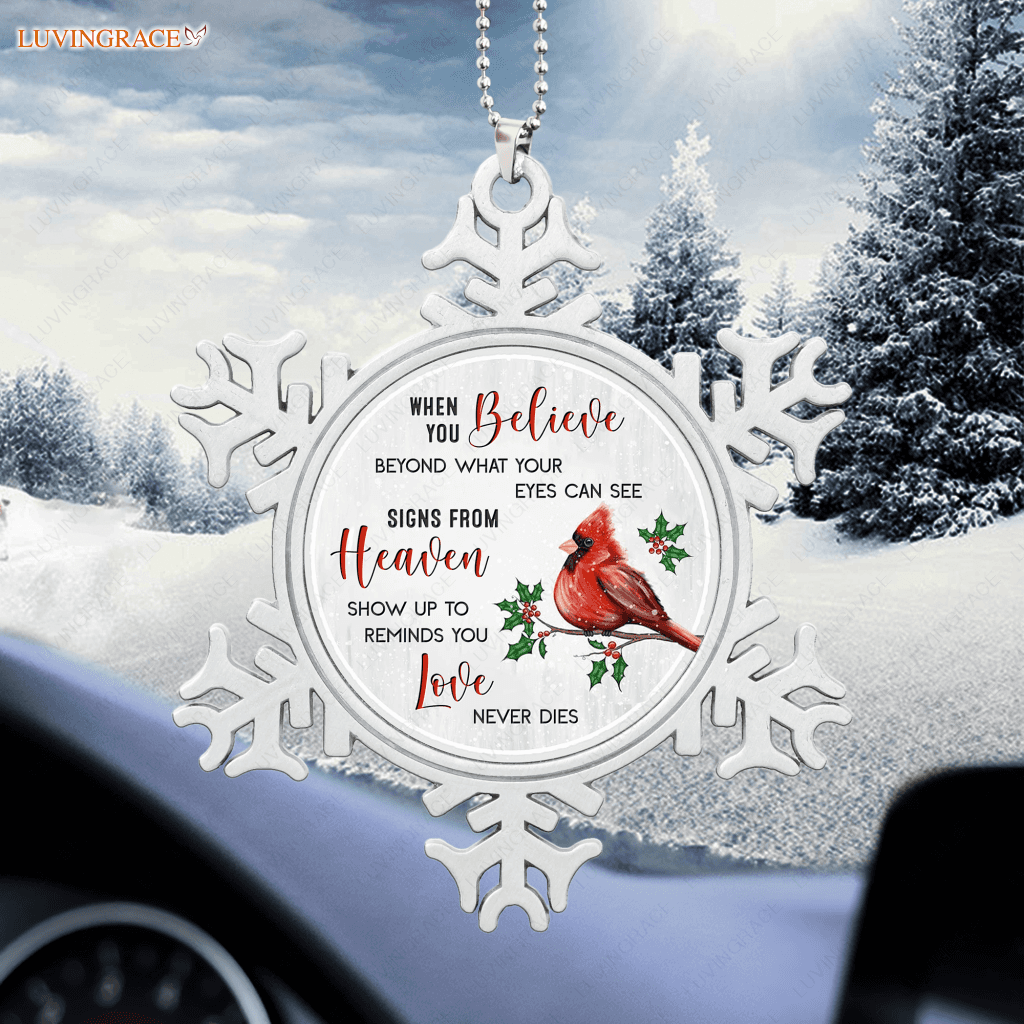 Snowflake Cardinal When You Believe Ornament