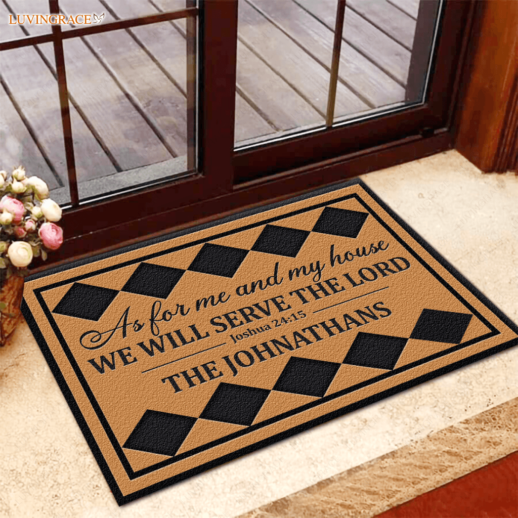Special Square Plaid Personalized Serve The Lord Doormat