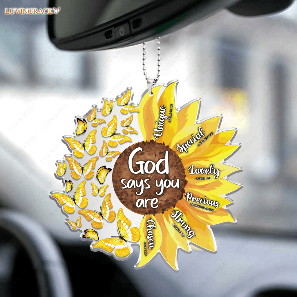Sunflower And Flying Butterfly God Says You Are Ornament