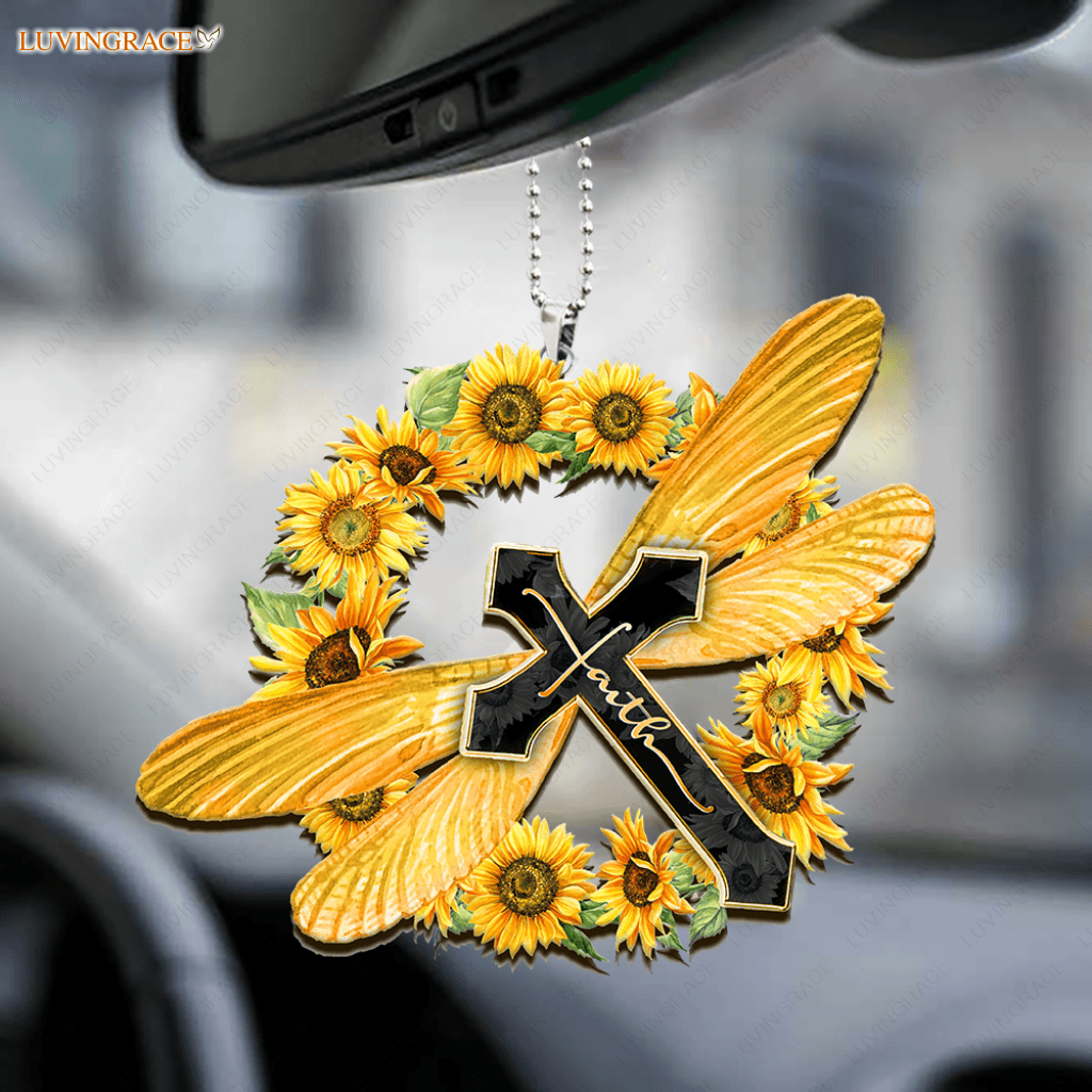 Sunflower Around Dragonfly Ornament