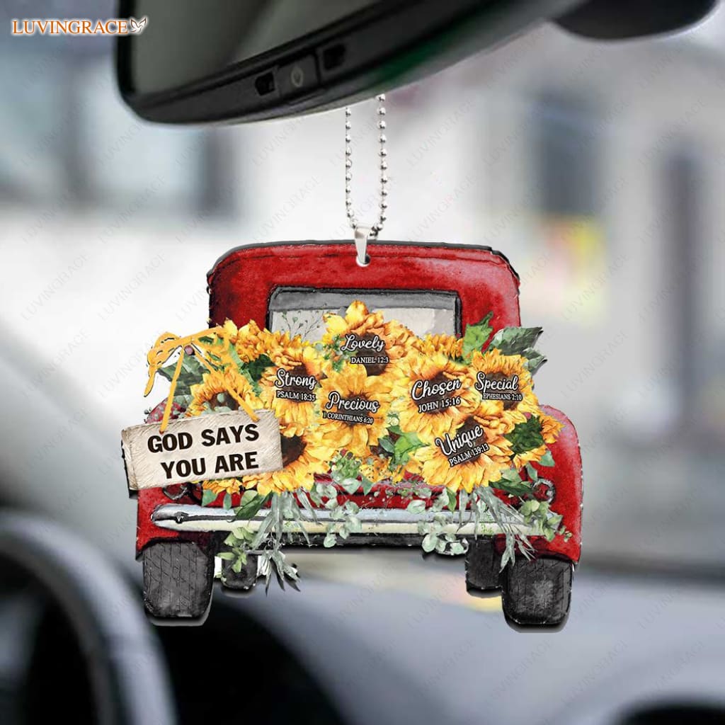 Sunflower Blue Truck God Says You Are Ornament